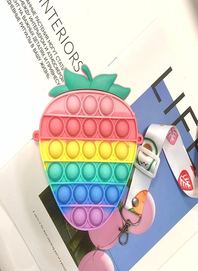 Mahi Enterprise Pop Fidget Purse for Girls, Push Bubble Popper Toy Crossbody Bag for School Supplies (Strawberry Design) - Image 5